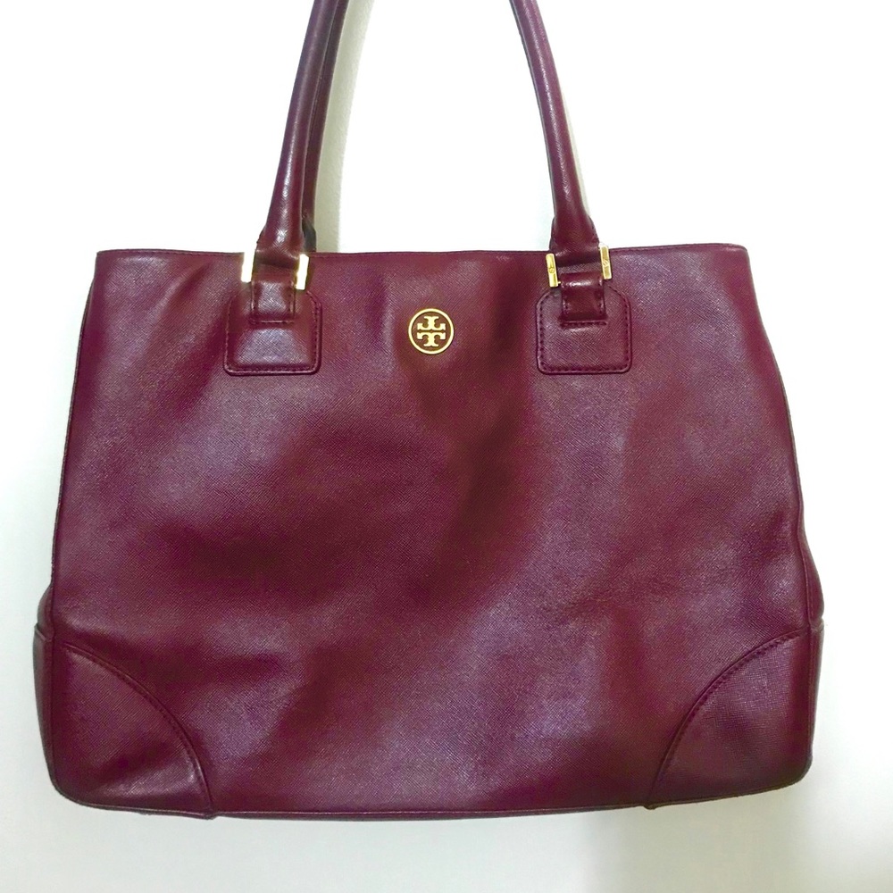 Tory Burch Robinson Oxblood Burgundy Tote Large